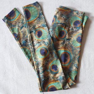 Onzie Women XS Peacock Green print leggings